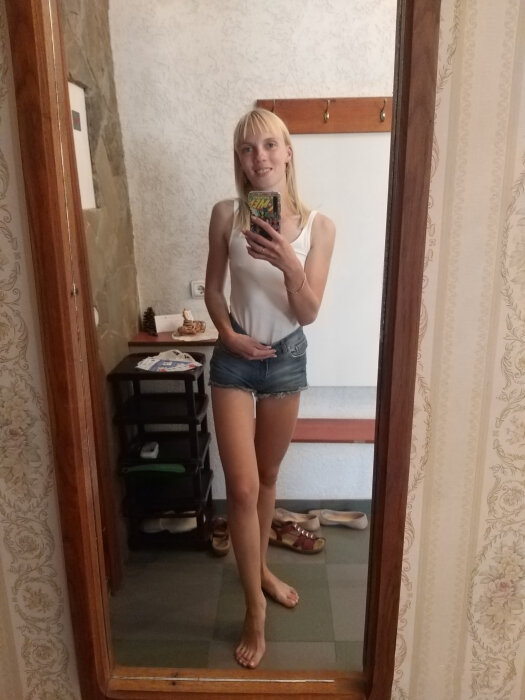 Horny French blonde poses naked for you