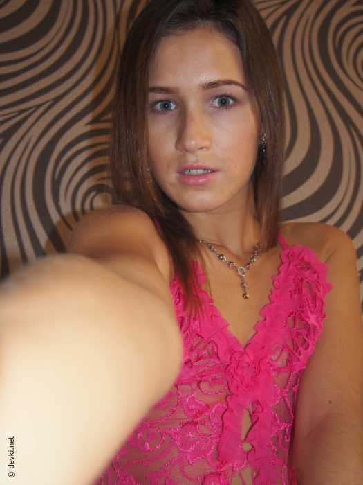 Hot brunette with small tits shows off