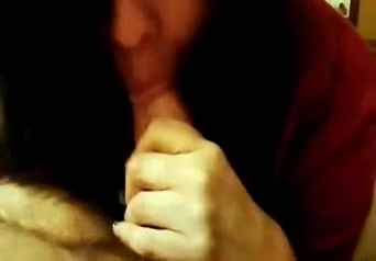 Wife grabs cock and she licks good one