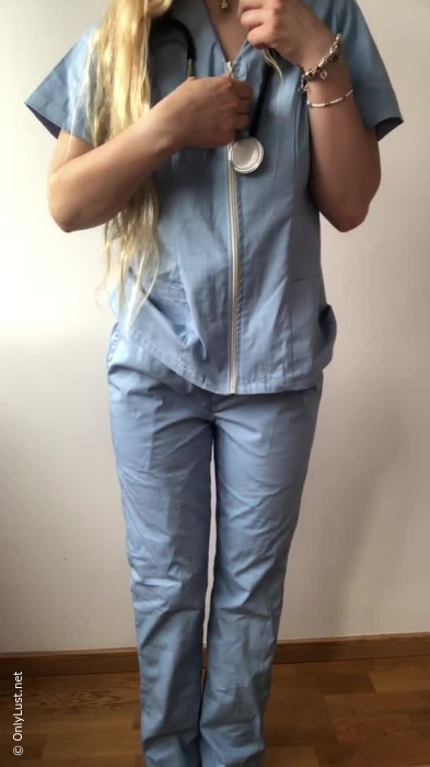 Stripped down to show what she looks like under her medical uniform