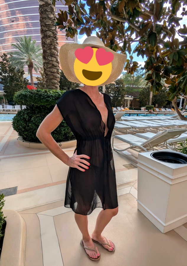 Vegas: Sheer cover-up with no bikini top