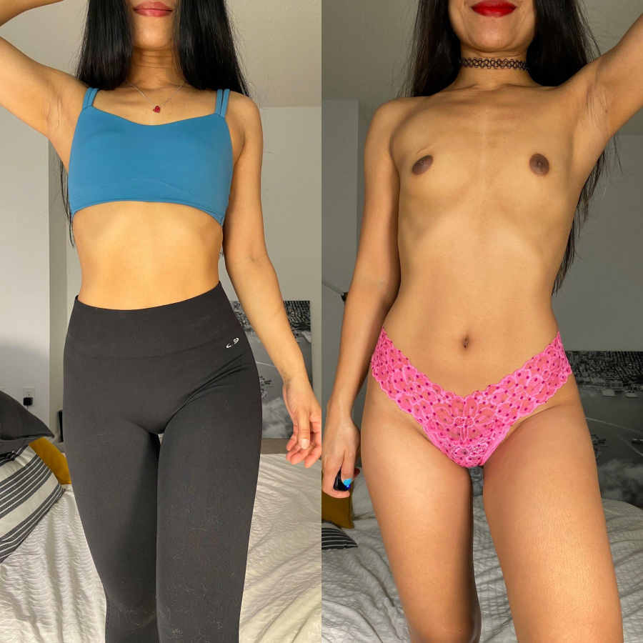 My 23 year old titties in gym clothes vs barely clothes