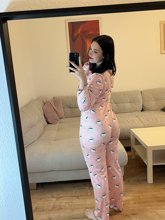 just a curvy girl in a pink pyjama