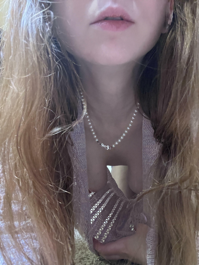Wearing my pearl necklace on a lazy day