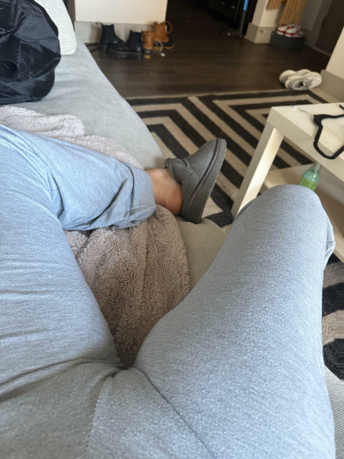 Uggs and grey yoga pants . ?